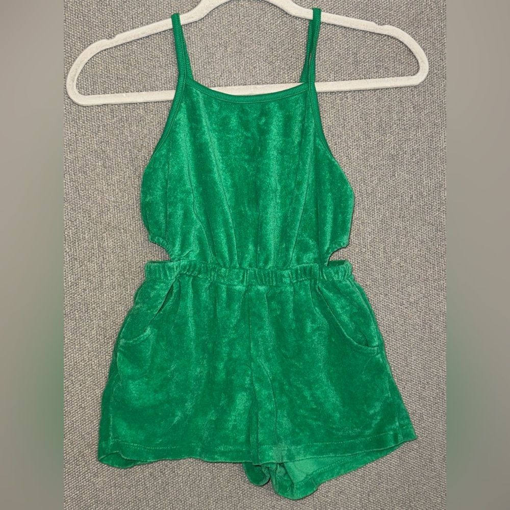 Old Navy size medium 8 Vibrant Green cut out bathing suit Romper cover